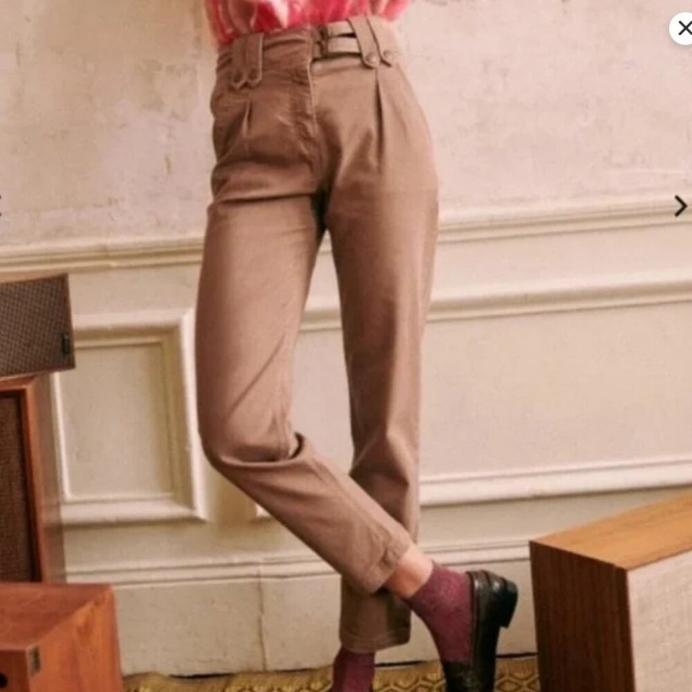 Sezane Leon Trousers Taupe - Size 38